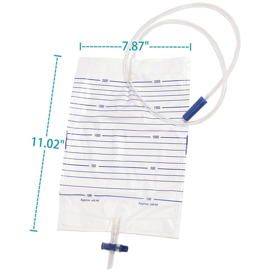 Disposable Urine Bag 2000ml | Anti-Reflux | 90cm | 10pcs