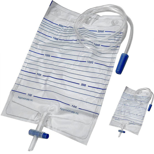 2000ml Disposable Sterile Urine Bag | Cross Anti-Reflux Valve | 90cm Tube | Pack of 10