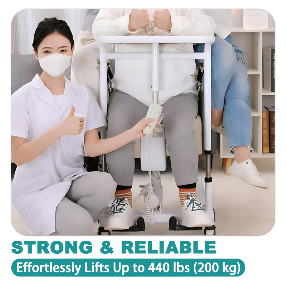 Electric Transfer Lift Chair for Seniors & Patients, 5-in-1 Adjustable Height Power Lift Chair with Hoist Brackets, 4 Casters | Home Mobility Aid for Elderly Care & Caregiver Assistance