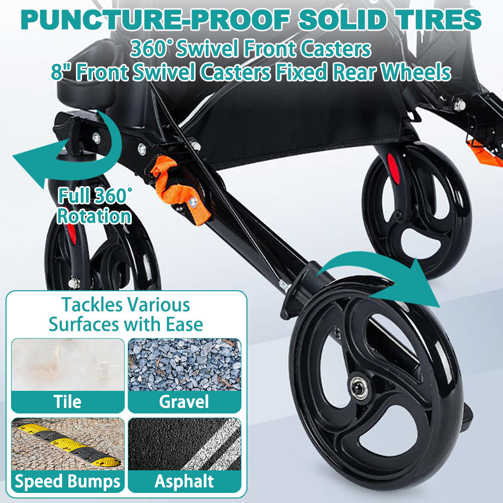 Upright Rollator – All Terrain, Foldable Seat Walker