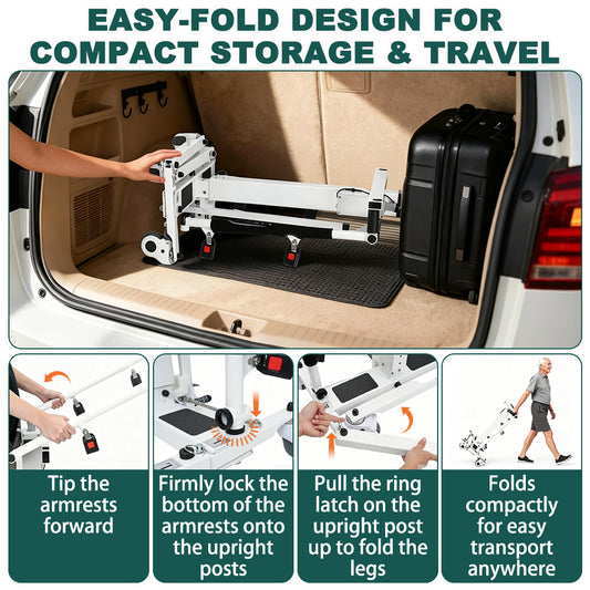 Foldable Electric Patient Transfer Lift chair for Transfer, Shower, Toilet & Outdoor Travel