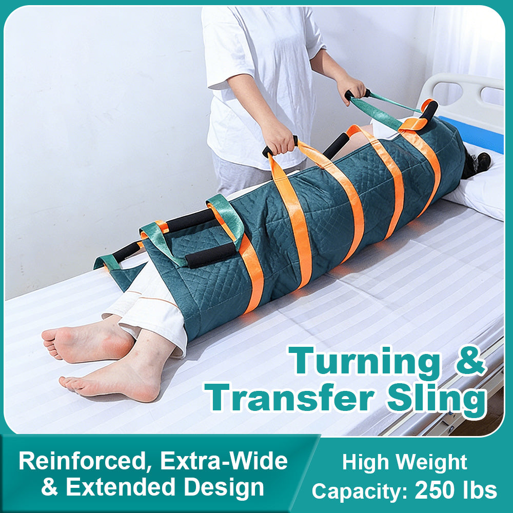12-Handle Patient Positioning Transfer Pad / Slide Sheet - Heavy Duty Transfer Board with Handles for Safe Patient Lifting & Turning