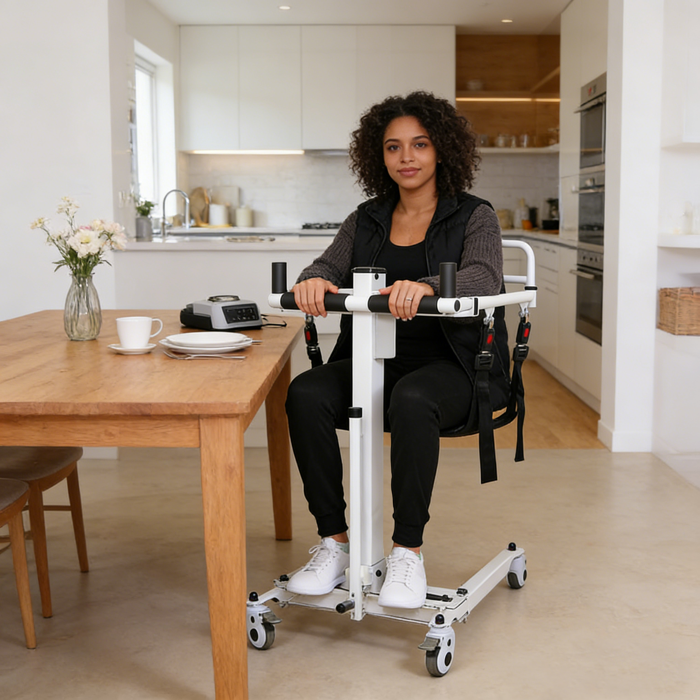 Electric Portable Lift Transfer Chair, Transfer Chair for Elderly & Disabled , Folding Portable Patient Lift for Home, Bathroom & Car Transfers