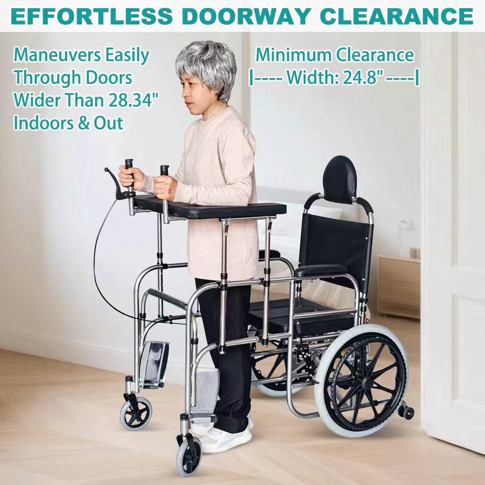 Elderly 2-in-1 Walker and Wheelchair Combo