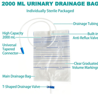 Urinbeutel zum Einmalgebrauch 2000ml | Antireflux | 90cm | 10 Stk.