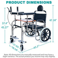 Elderly 2-in-1 Walker and Wheelchair Combo