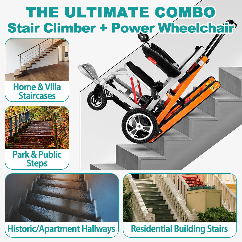 2-in-1 Electric Stair Climber Wheelchair with Detachable Tracks & Dual Batteries