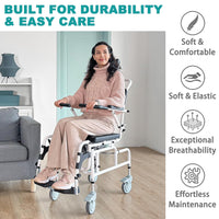 Reclining Shower Chair with Wheels - Commode Wheelchair for Seniors, Disabled, Bariatric & Handicap - Padded Transfer Rolling Chairs with Arms - Portable & Waterproof - Extra Wide Seat