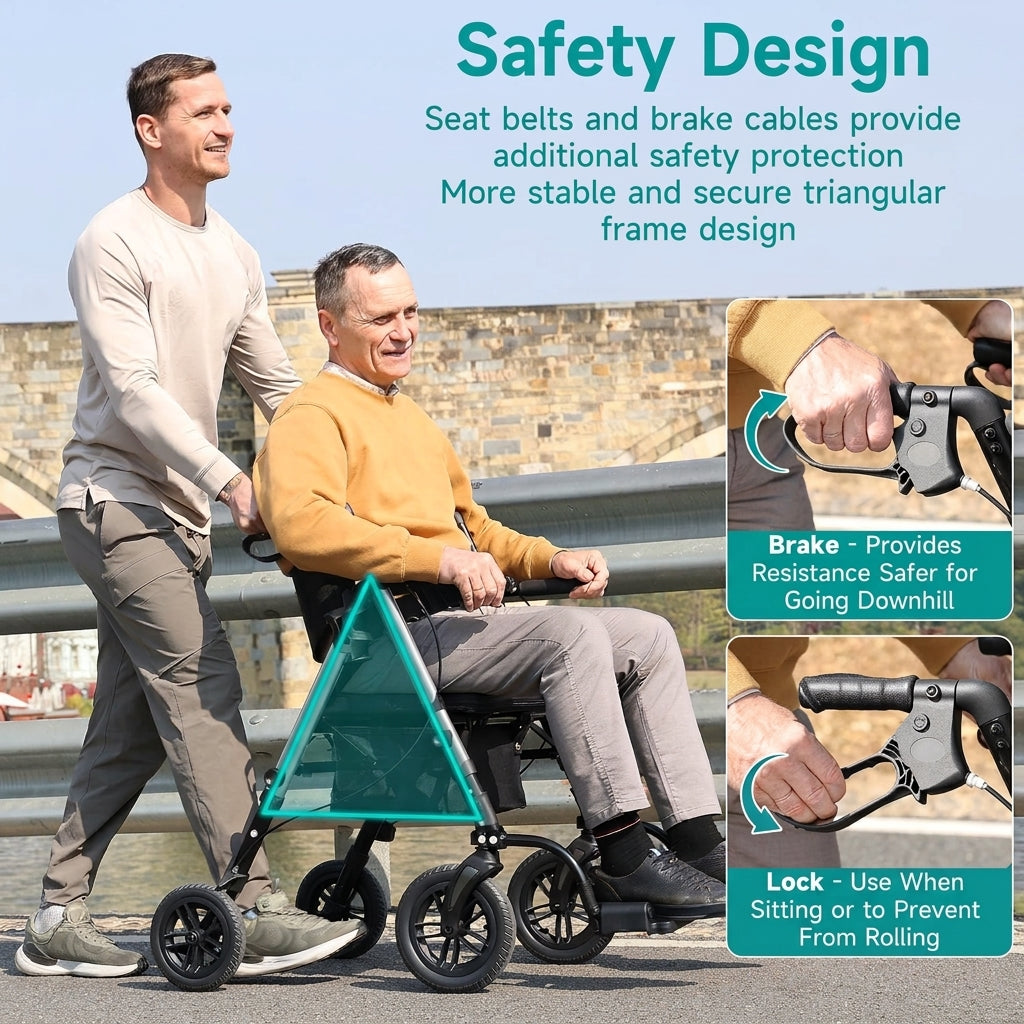 2 in 1 Rollator Transport Chair