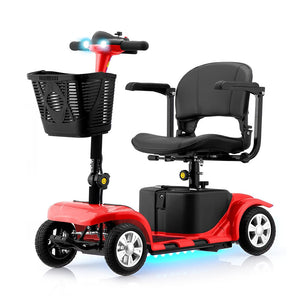 4-Wheel Portable Mobility Scooter for Travel, Easy Disassembly, Compact Design, 300 lb Capacity, Battery Included