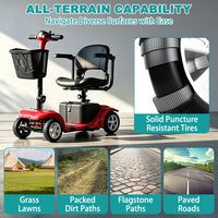 4-Wheel Portable Mobility Scooter for Travel, Easy Disassembly, Compact Design, 300 lb Capacity, Battery Included