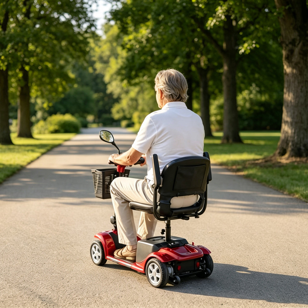 4-Wheel Portable Mobility Scooter for Travel, Easy Disassembly, Compact Design, 300 lb Capacity, Battery Included