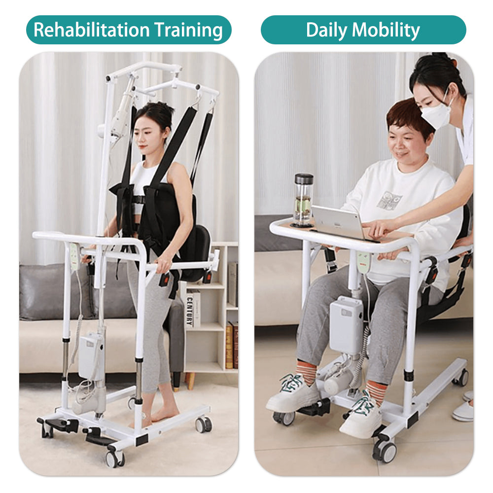 Electric Transfer Lift Chair for Seniors & Patients， 5-in-1 Adjustable Height Power Lift Chair with Hoist Brackets, 4 Casters | Home Mobility Aid for Elderly Care & Caregiver Assistance