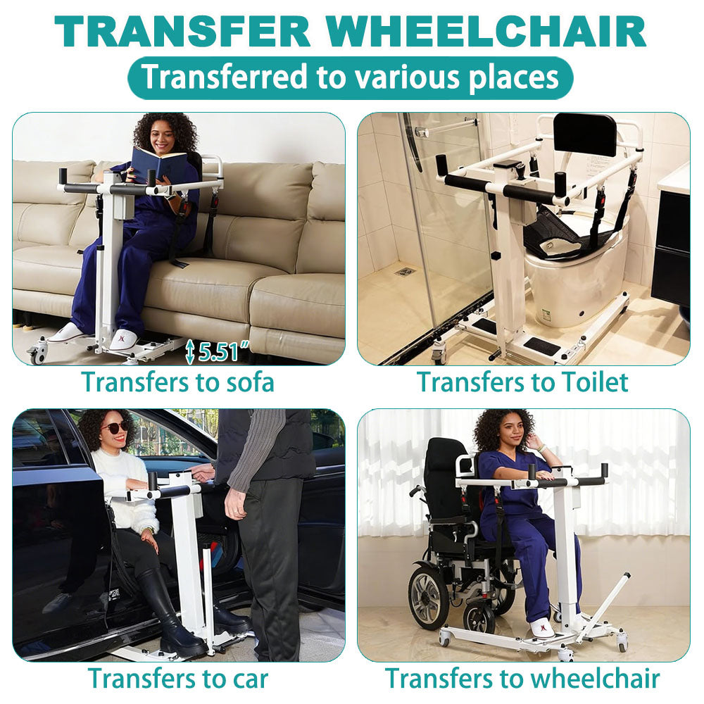 Electric Portable Lift Transfer Chair, Transfer Chair for Elderly & Disabled , Folding Portable Patient Lift for Home, Bathroom & Car Transfers