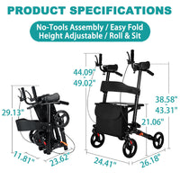 Upright Rollator – All Terrain, Foldable Seat Walker