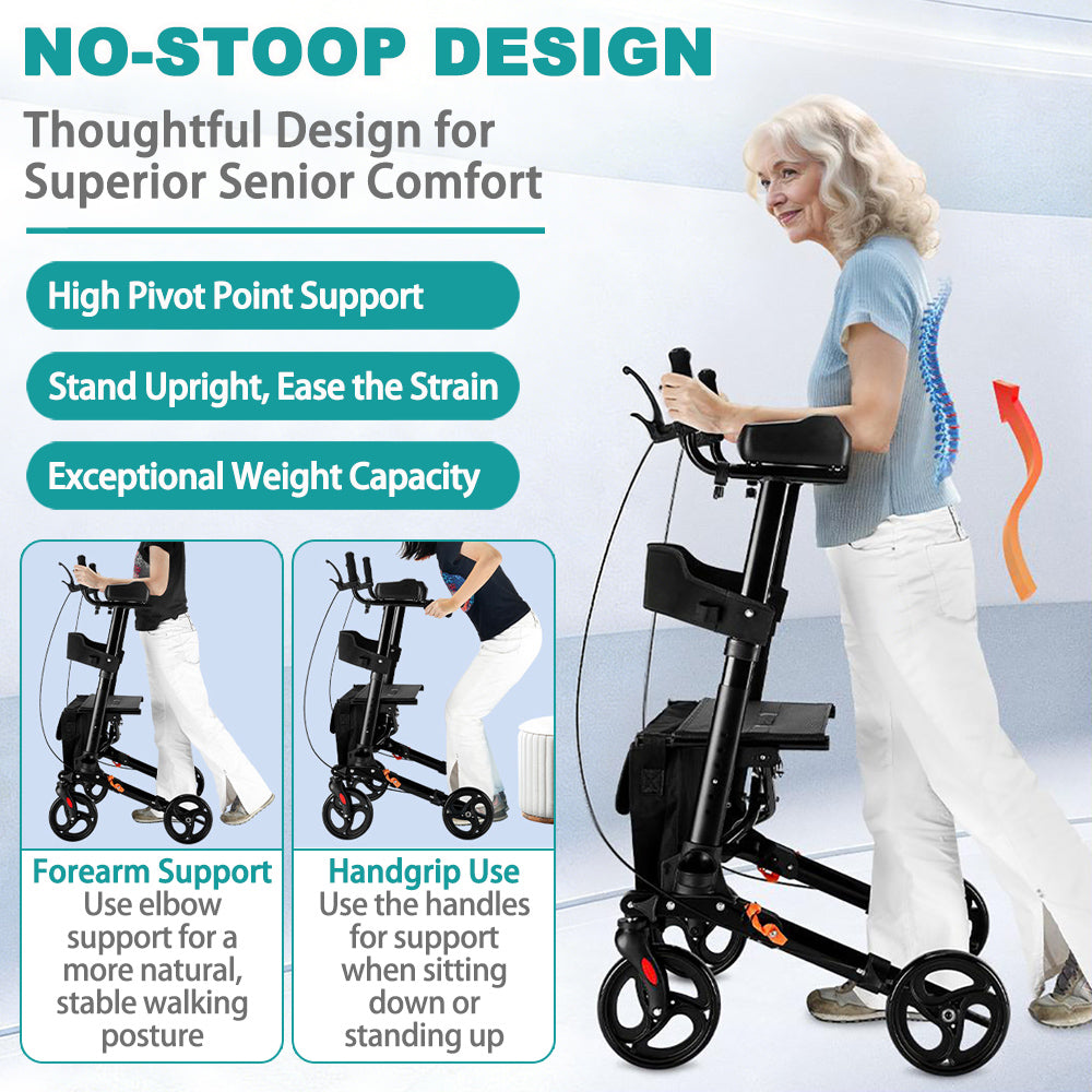 Upright Rollator – All Terrain, Foldable Seat Walker