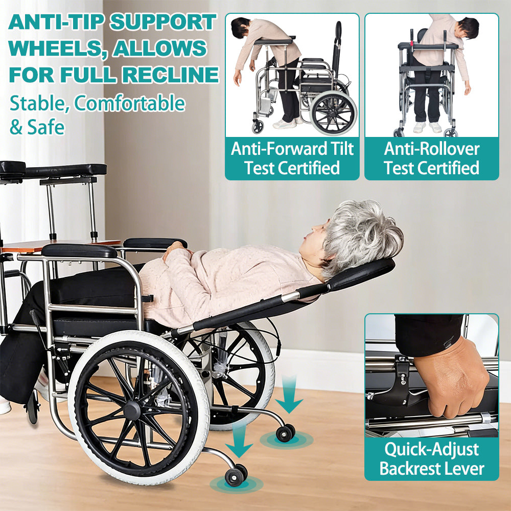 Elderly 2-in-1 Walker and Wheelchair Combo