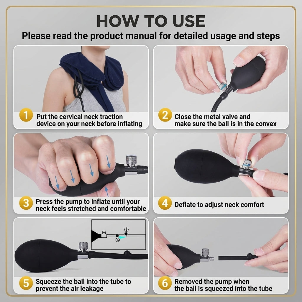Adjustable Inflatable Neck Traction Device - Ergonomic Cervical Stretcher