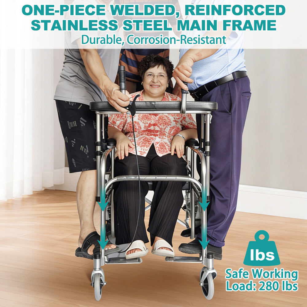 Elderly 2-in-1 Walker and Wheelchair Combo