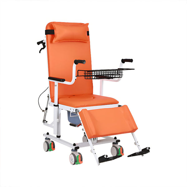Hydraulic Patient Transfer Chair with Commode & Full Recline