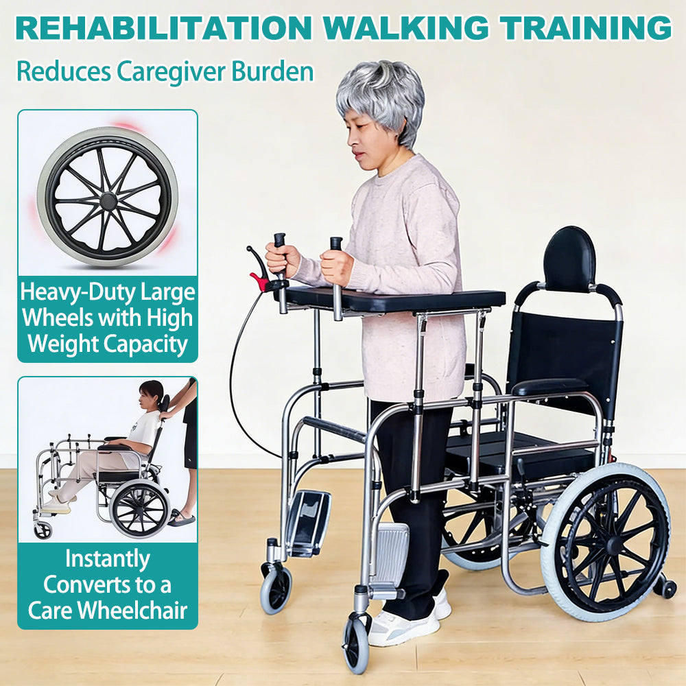 Elderly 2-in-1 Walker and Wheelchair Combo
