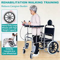 Elderly 2-in-1 Walker and Wheelchair Combo