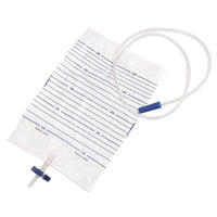 2000ml Disposable Sterile Urine Bag | Cross Anti-Reflux Valve | 90cm Tube | Pack of 10