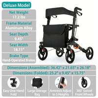 Upright Rollator – All Terrain, Foldable Seat Walker