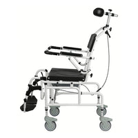 Reclining Shower Chair with Wheels - Commode Wheelchair for Seniors, Disabled, Bariatric & Handicap - Padded Transfer Rolling Chairs with Arms - Portable & Waterproof - Extra Wide Seat