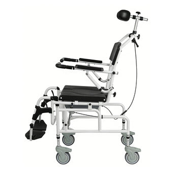 compare product Reclining Shower Chair with Wheels - Commode Wheelchair for Seniors, Disabled, Bariatric & Handicap - Padded Transfer Rolling Chairs with Arms - Portable & Waterproof - Extra Wide Seat