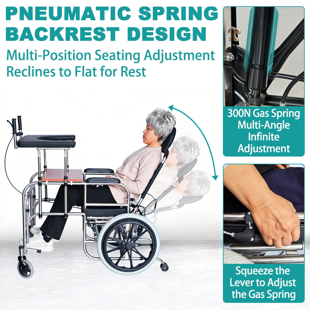 Elderly 2-in-1 Walker and Wheelchair Combo