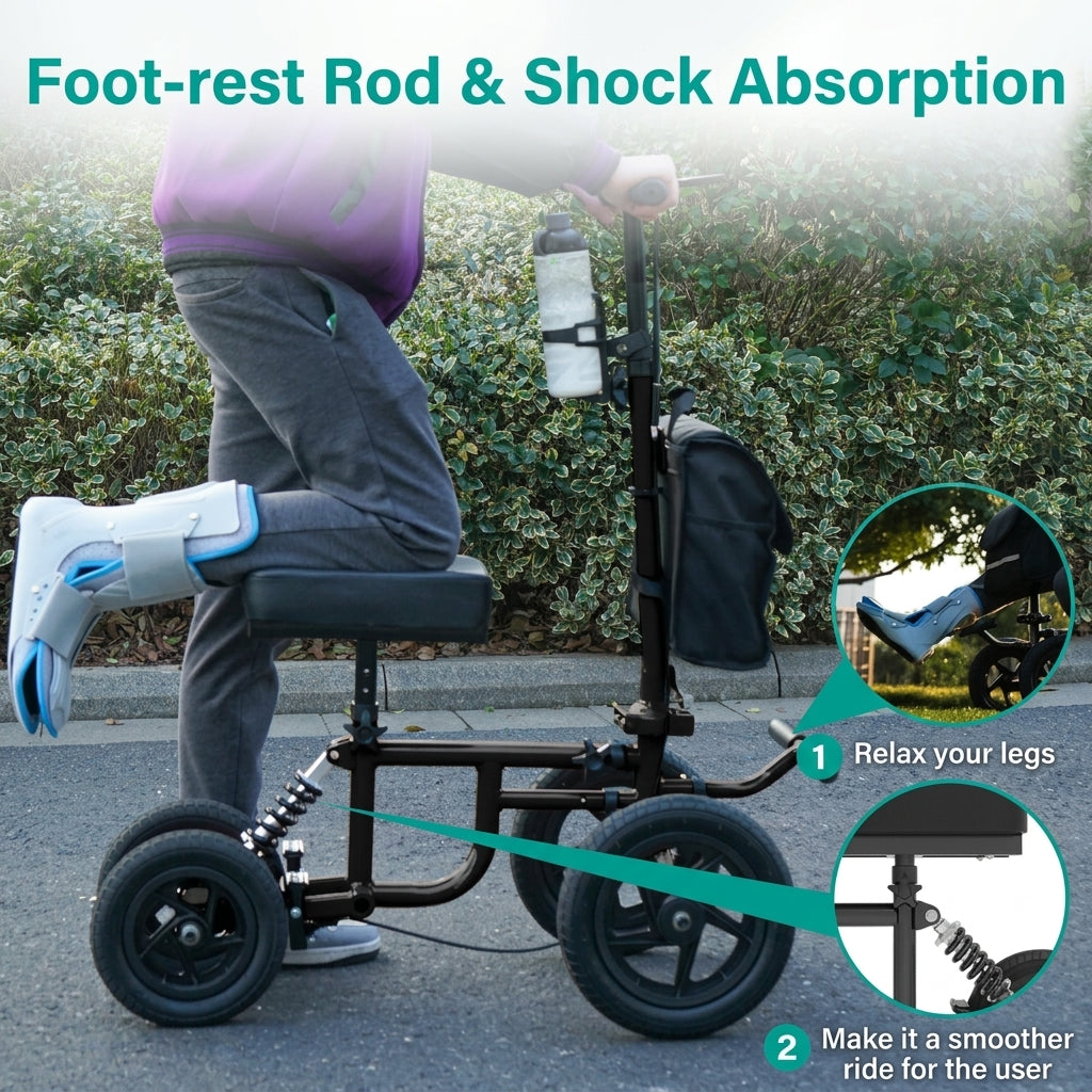 All Terrain Steerable Knee Scooter Foldable Walker