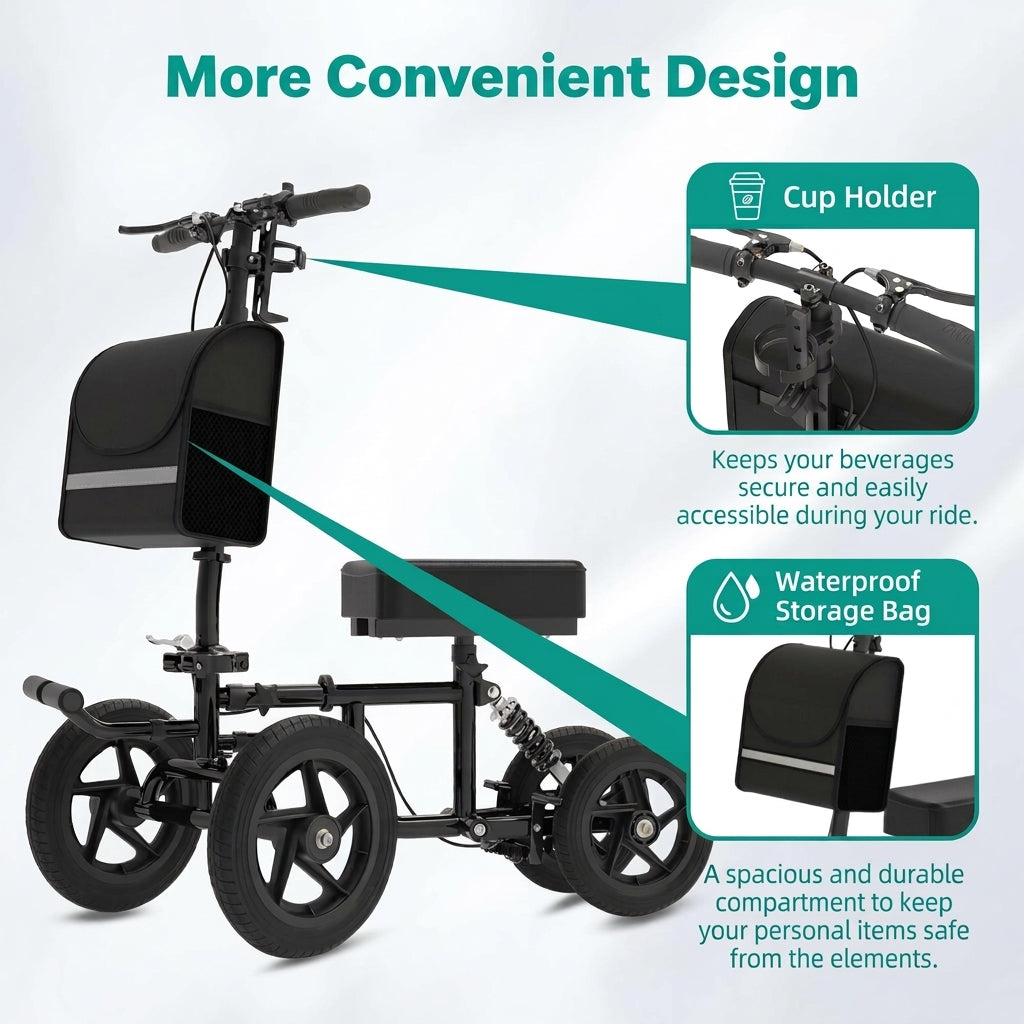 All Terrain Steerable Knee Scooter Foldable Walker