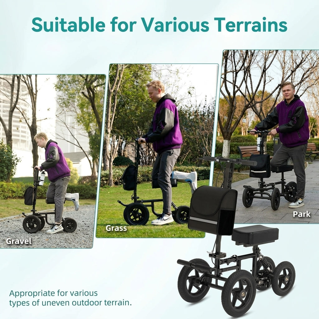 All Terrain Steerable Knee Scooter Foldable Walker