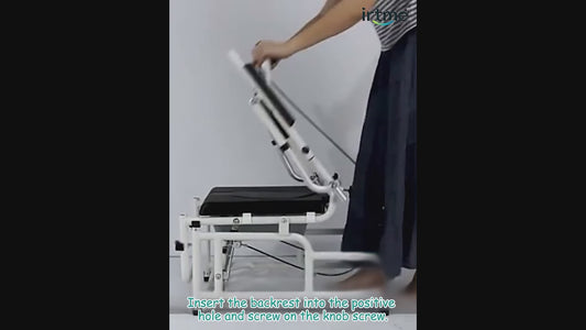 Portable Reclining Shower Chair – 4-in-1 Commode Wheelchair